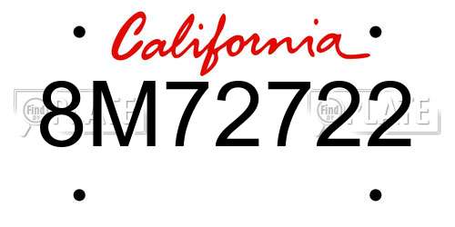 8M72722 California License Plate