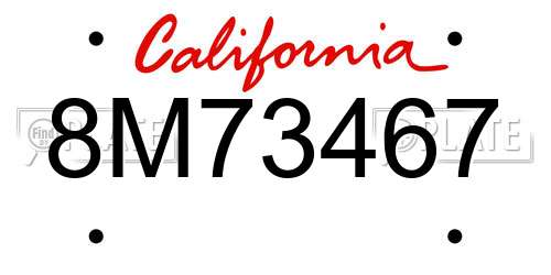 8M73467 California License Plate