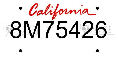 8M75426 California License Plate