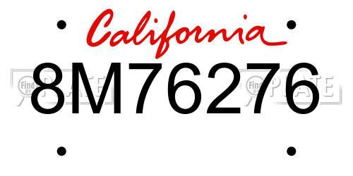 8M76276 California License Plate