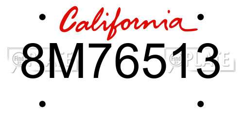 8M76513 California License Plate