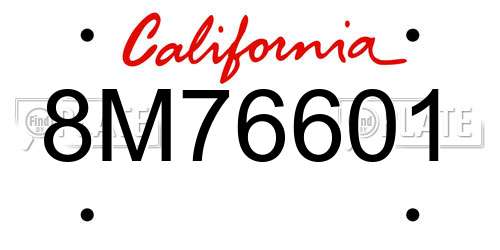 8M76601 California License Plate