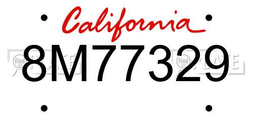 8M77329 California License Plate