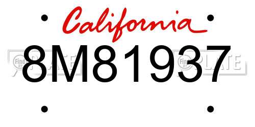 8M81937 California License Plate
