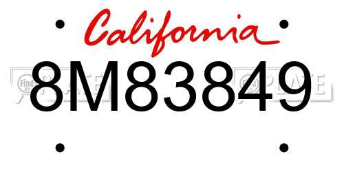 8M83849 California License Plate