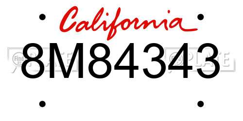 8M84343 California License Plate