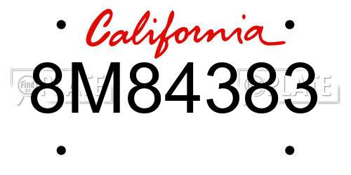 8M84383 California License Plate
