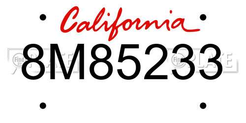 8M85233 California License Plate