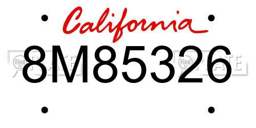 8M85326 California License Plate