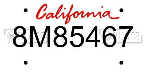 8M85467 California License Plate