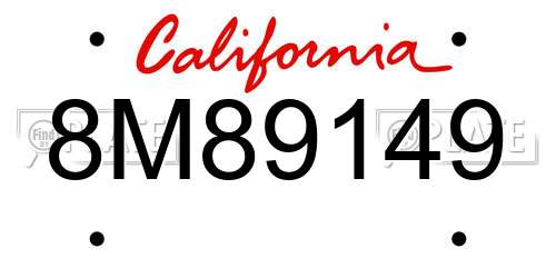 8M89149 California License Plate