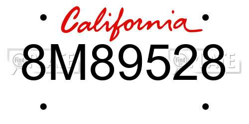 8M89528 California License Plate