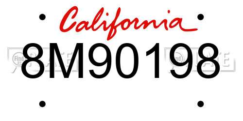 8M90198 California License Plate