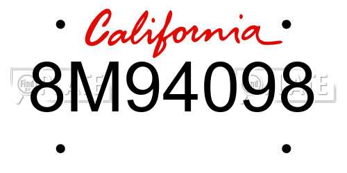 8M94098 California License Plate