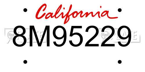8M95229 California License Plate