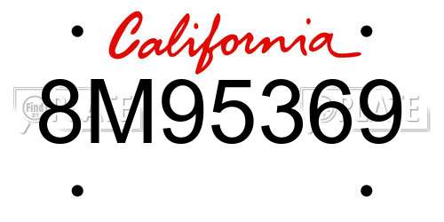 8M95369 California License Plate