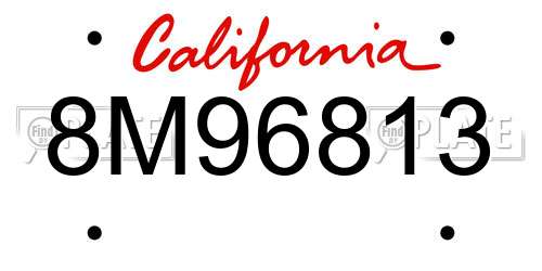 8M96813 California License Plate