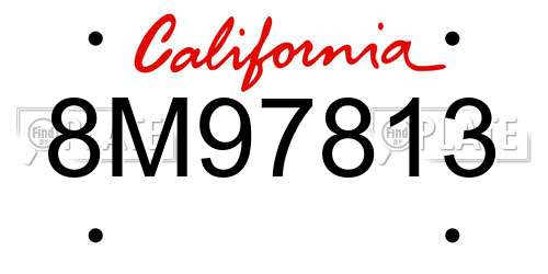8M97813 California License Plate