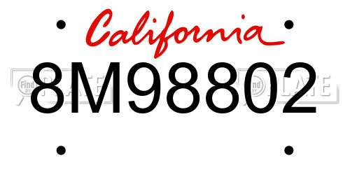 8M98802 California License Plate