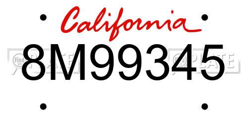 8M99345 California License Plate