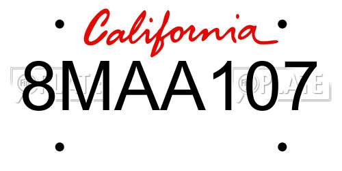 8MAA107 California License Plate
