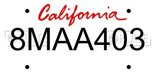 8MAA403 California License Plate