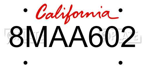 8MAA602 California License Plate
