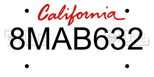 8MAB632 California License Plate