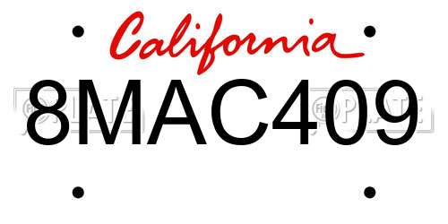 8MAC409 California License Plate