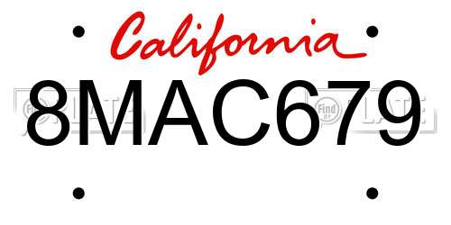 8MAC679 California License Plate