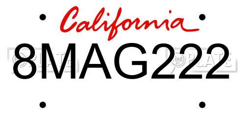 8MAG222 California License Plate