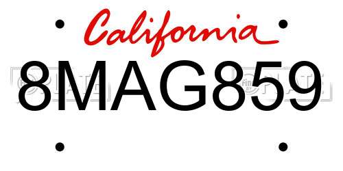 8MAG859 California License Plate