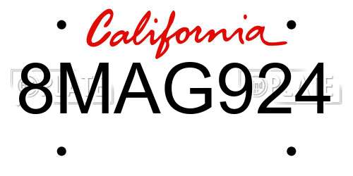 8MAG924 California License Plate