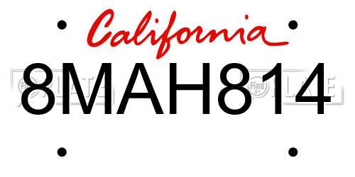 8MAH814 California License Plate