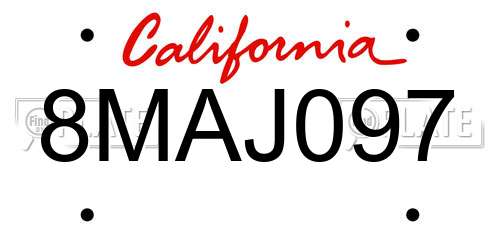 8MAJ097 California License Plate