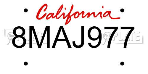 8MAJ977 California License Plate