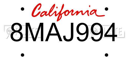 8MAJ994 California License Plate