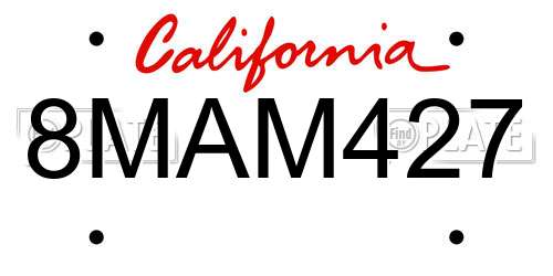 8MAM427 California License Plate