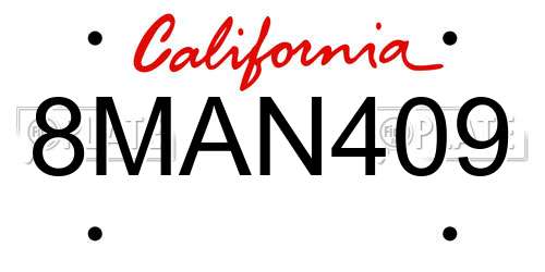 8MAN409 California License Plate
