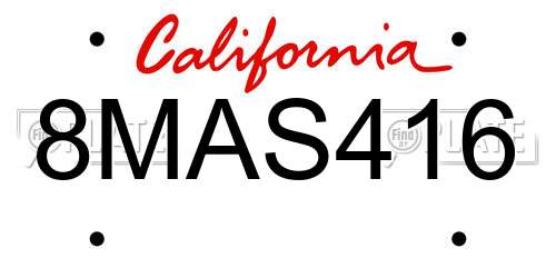 8MAS416 California License Plate