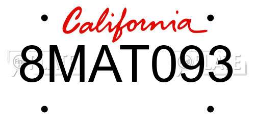 8MAT093 California License Plate