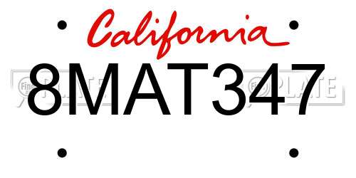 8MAT347 California License Plate