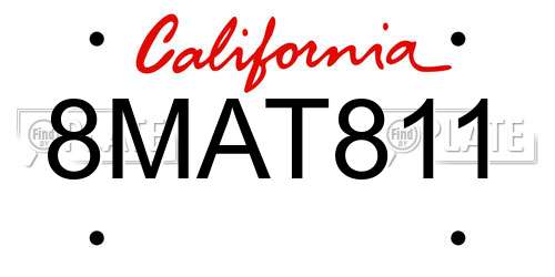 8MAT811 California License Plate