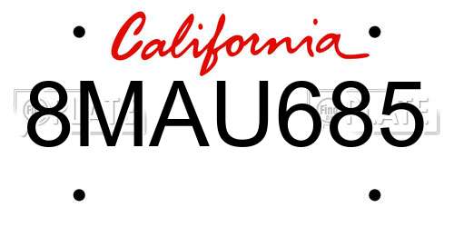 8MAU685 California License Plate
