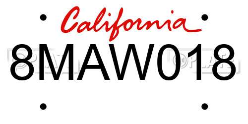 8MAW018 California License Plate