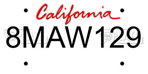 8MAW129 California License Plate
