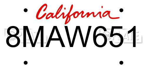 8MAW651 California License Plate