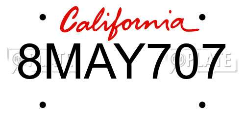 8MAY707 California License Plate