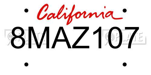 8MAZ107 California License Plate