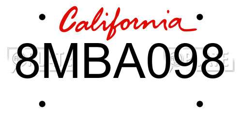 8MBA098 California License Plate
